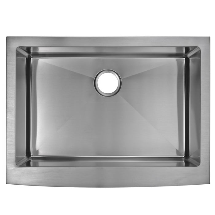 Water Creation 30 Inch X 22 Inch 15mm Corner Radius Single Bowl Stainless Steel Hand Made Apron Front Kitchen Sink With Drain, Strainer, And Bottom Grid SSSG-AS-3022B-16