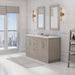 Water Creation Hugo 60" Double Sink Carrara White Marble Countertop Vanity in Grey Oak with Gooseneck Faucets