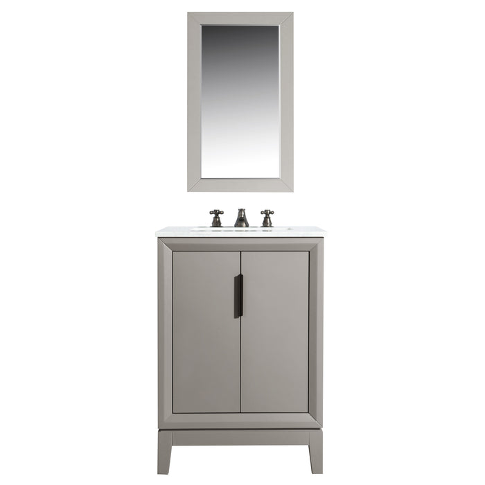 Water Creation Elizabeth Elizabeth 24-Inch Single Sink Carrara White Marble Vanity In Cashmere Grey With Matching Mirror s EL24CW03CG-R21000000