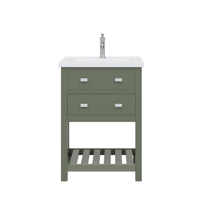 Water Creation Viola 30" Integrated Ceramic Sink Top Vanity in Glacial Green with Modern Single Faucet
