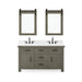 Water Creation Aberdeen Aberdeen 60 In. Double Sink Carrara White Marble Countertop Vanity in Grizzle Gray with Hook Faucets and Mirror