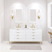 Water Creation Bristol Bristol 72 In. Double Sink Carrara White Marble Countertop Bath Vanity in Pure White with Satin Gold Hook Faucets and Rectangular Mirrors S