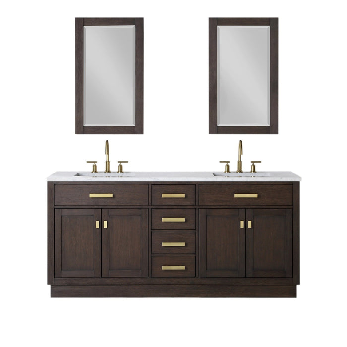 Water Creation Palace 60"" Palace Collection Quartz Carrara Pure White Bathroom Vanity Set With Hardware And F2-0009 Faucets in Polished Nickel PVD Finish PA60QZ05PW-000BX0905