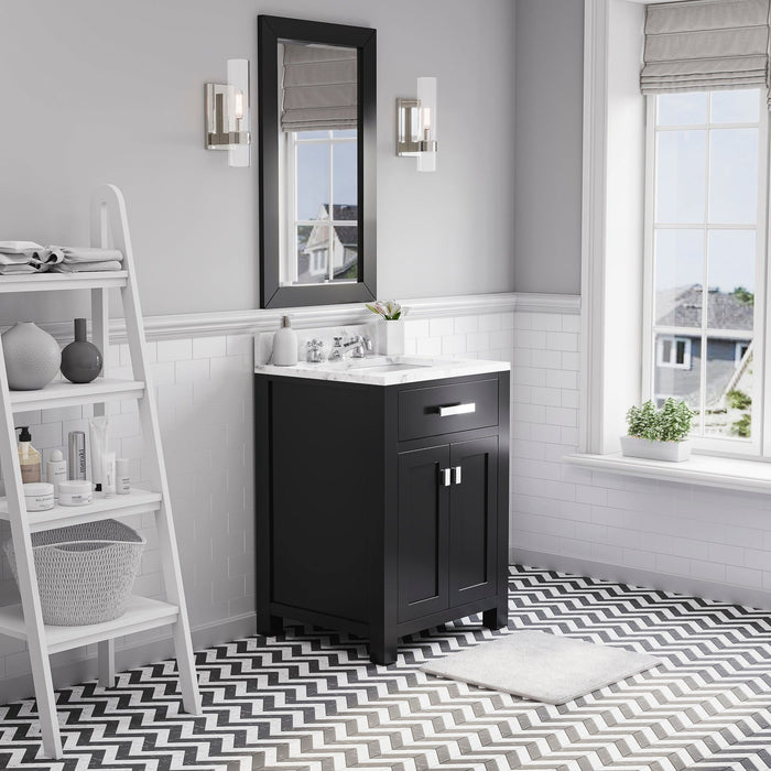 Water Creation Madison 24 Inch Espresso Single Sink Bathroom Vanity With Matching Framed Mirror From The Madison Collection MS24CW01ES-R21000000
