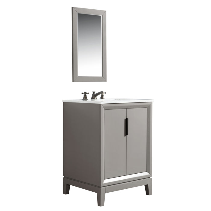 Water Creation Elizabeth Elizabeth 24-Inch Single Sink Carrara White Marble Vanity In Cashmere Grey With Matching Mirror s and F2-0009-03-BX Lavatory Faucet s EL24CW03CG-R21BX0903