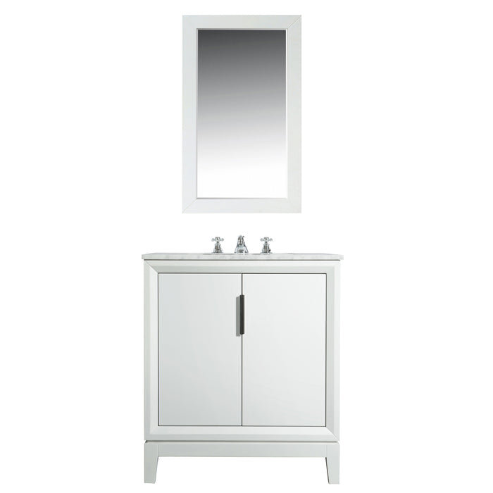 Water Creation Elizabeth Elizabeth 30-Inch Single Sink Carrara White Marble Vanity In Pure White With Matching Mirror s EL30CW01PW-R21000000