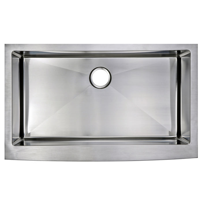 Water Creation 36 Inch X 22 Inch 15mm Corner Radius Single Bowl Stainless Steel Hand Made Apron Front Kitchen Sink SS-AS-3622B-16