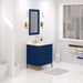 Water Creation Bristol Bristol 30 In. Single Sink Carrara White Marble Countertop Bath Vanity in Monarch Blue with Satin Gold Gooseneck Faucet