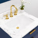 Water Creation Bristol Bristol 24 In. Single Sink Carrara White Marble Countertop Bath Vanity in Monarch Blue with Satin Gold Gooseneck Faucet