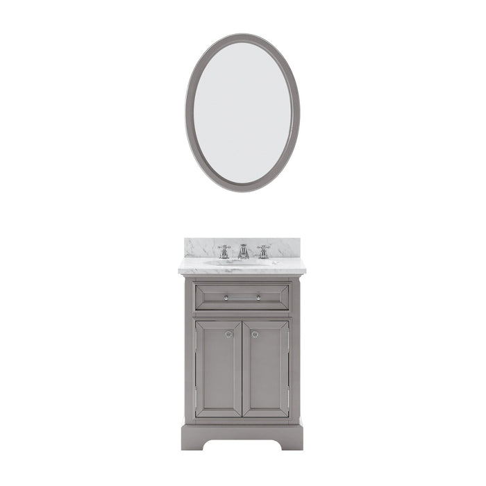 Water Creation Derby 24 Inch Cashmere Grey Single Sink Bathroom Vanity With Matching Framed Mirror And Faucet From The Derby Collection DE24CW01CG-O21BX0901