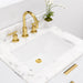 Water Creation Bristol Bristol 24 In. Single Sink Carrara White Marble Countertop Bath Vanity in Pure White with Satin Gold Gooseneck Faucet and Rectangular Mirror S