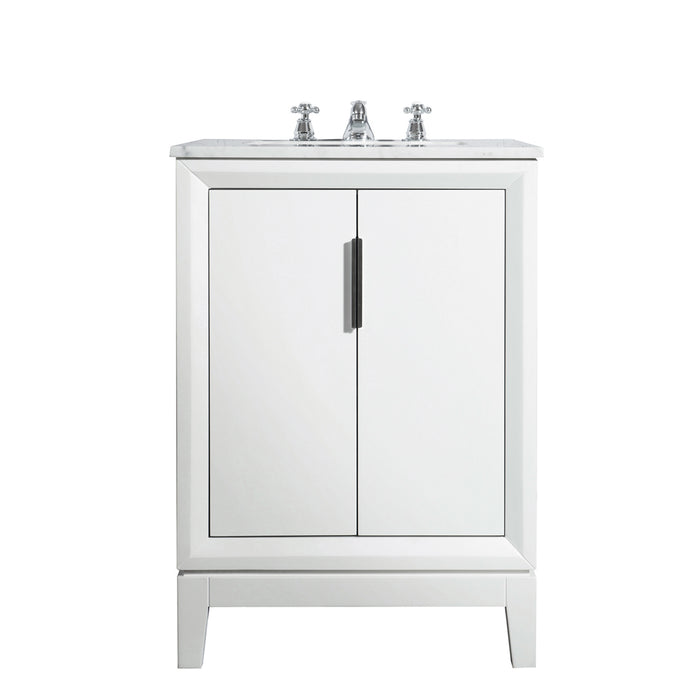 Water Creation Elizabeth Elizabeth 24-Inch Single Sink Carrara White Marble Vanity In Pure White With F2-0009-01-BX Lavatory Faucet s EL24CW01PW-000BX0901