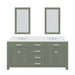 Water Creation Madison 72" Double Sink Carrara White Marble Countertop Vanity in Glacial Green with Mirror