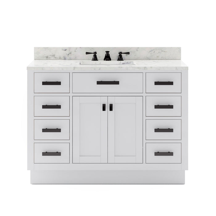 Water Creation Hartford Hartford 48 In. Single Sink Carrara White Marble Countertop Bath Vanity in Pure White