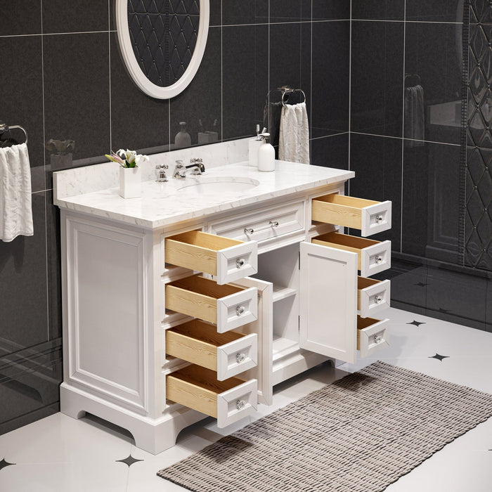 Water Creation Derby 48 Inch Pure White Single Sink Bathroom Vanity From The Derby Collection DE48CW01PW-000000000