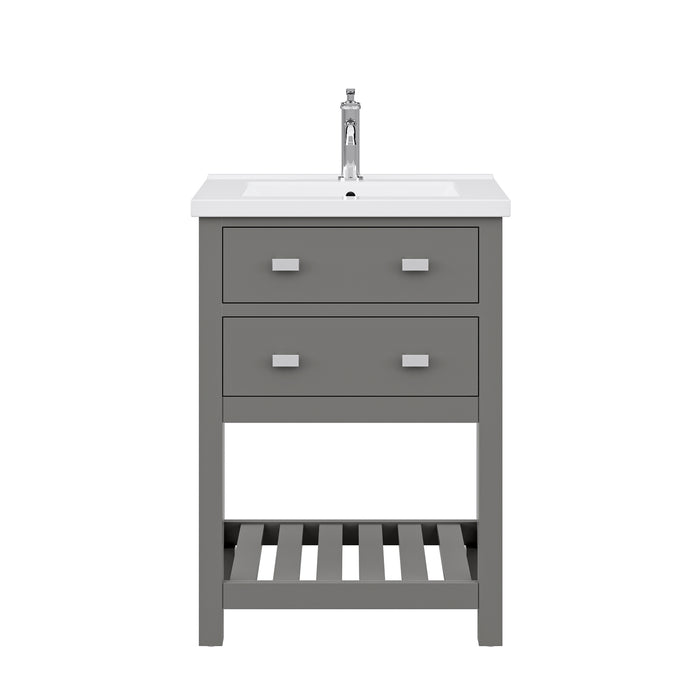 Water Creation Viola 24 Inch Cashmere Grey MDF Single Bowl Ceramics Top Vanity With U Shape Drawer From The VIOLA Collection VI24CR01CG-000000000