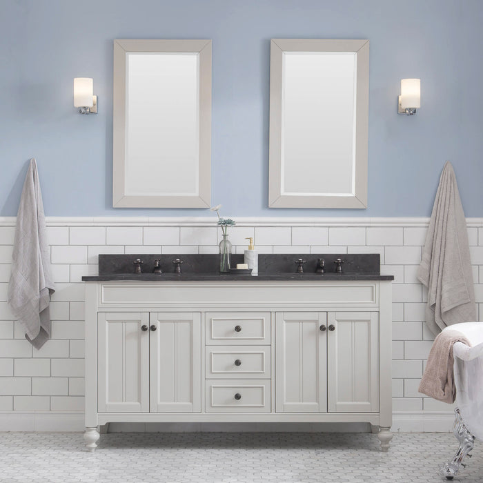 Water Creation Potenza Potenza 60"" Bathroom Vanity in Earl Grey with Blue Limestone Top with Faucet PO60BL03EG-000BX0903