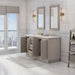 Water Creation Hugo 60" Double Sink Carrara White Marble Countertop Vanity in Grey Oak with Gooseneck Faucets and Mirrors