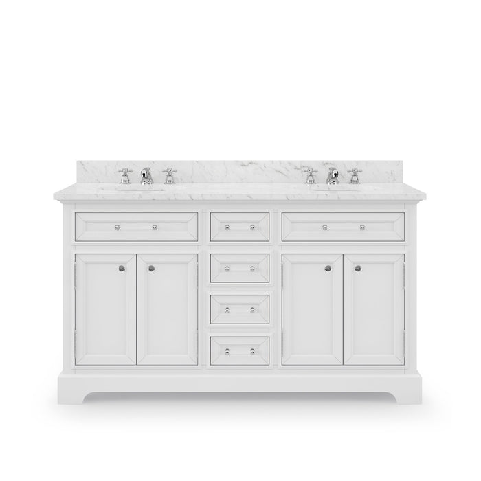 Water Creation Derby 60 Inch Pure White Double Sink Bathroom Vanity From The Derby Collection DE60CW01PW-000000000