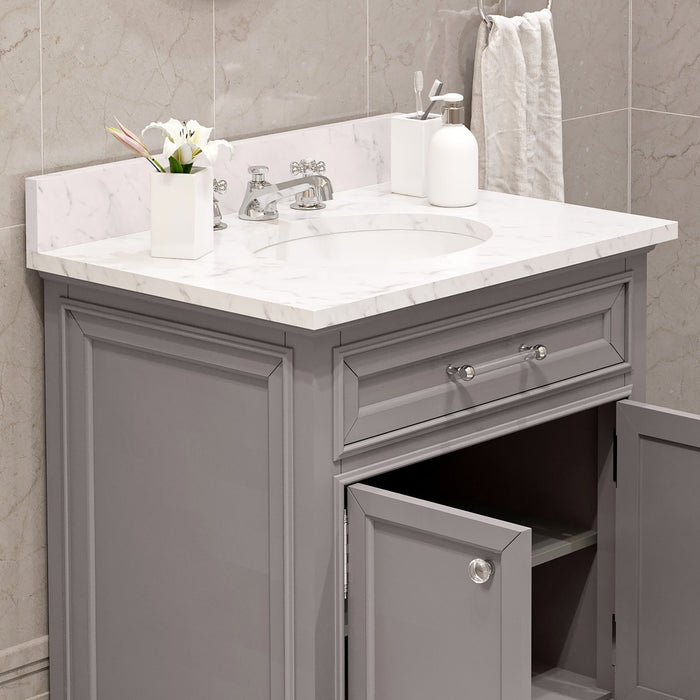 Water Creation Derby 30 Inch Cashmere Grey Single Sink Bathroom Vanity With Matching Framed Mirror From The Derby Collection DE30CW01CG-O24000000