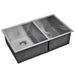 Water Creation 33 Inch X 20 Inch Zero Radius 60/40 Double Bowl Stainless Steel Hand Made Undermount Kitchen Sink With Drains and Strainers SSS-UD-3320A-16