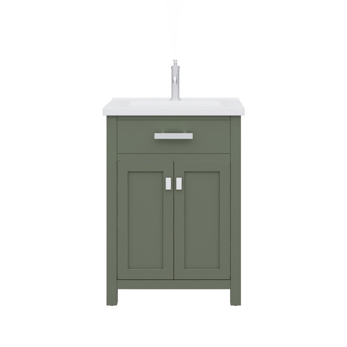 Water Creation Myra 24" Integrated Ceramic Sink Top Vanity in Glacial Green with Modern Single Faucet