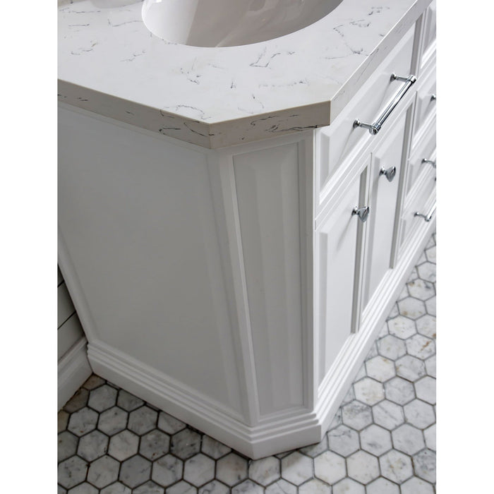 Water Creation Palace 60"" Palace Collection Quartz Carrara Pure White Bathroom Vanity Set With Hardware in Chrome Finish PA60QZ01PW-000000000