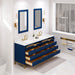 Water Creation Bristol Bristol 72 In. Double Sink Carrara White Marble Countertop Bath Vanity in Monarch Blue with Rectangular Mirrors S