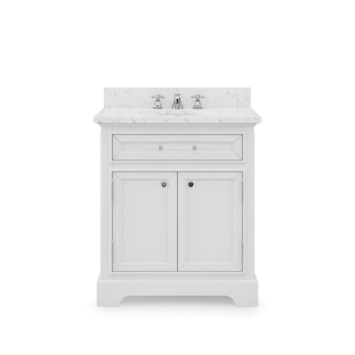 Water Creation Derby 30 Inch Pure White Single Sink Bathroom Vanity With Faucet From The Derby Collection DE30CW01PW-000BX0901