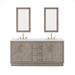 Water Creation Hugo 72" Double Sink Carrara White Marble Countertop Vanity in Grey Oak with Hook Faucets and Mirrors
