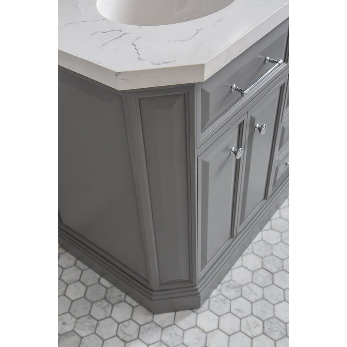 Water Creation Palace 60"" Palace Collection Quartz Carrara Cashmere Grey Bathroom Vanity Set With Hardware in Chrome Finish PA60QZ01CG-000000000