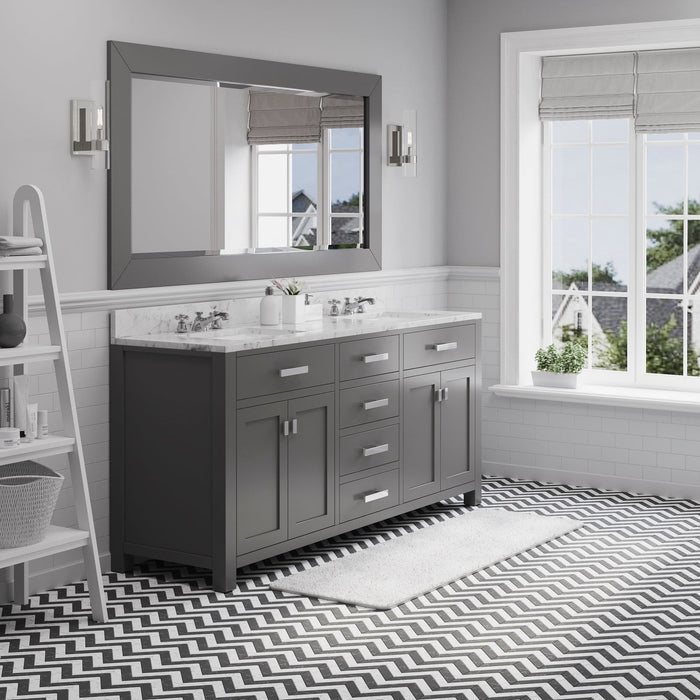 Water Creation Madison 72 Inch Cashmere Grey Double Sink Bathroom Vanity With Matching Large Framed Mirror From The Madison Collection MS72CW01CG-R72000000