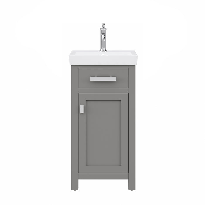 Water Creation Mia 18" Integrated Ceramic Sink Top Vanity in Cashmere Grey with Modern Single Faucet