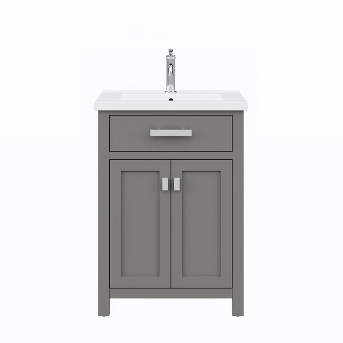 Water Creation Myra 24 Inch Cashmere Grey MDF Single Bowl Ceramics Top Vanity With Double Door From The MYRA Collection MY24CR01CG-000000000