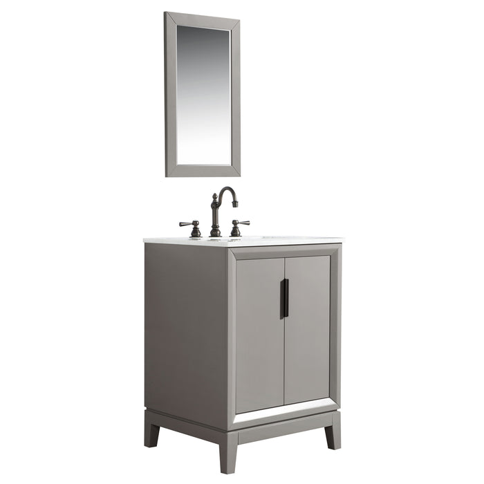 Water Creation Elizabeth Elizabeth 24-Inch Single Sink Carrara White Marble Vanity In Cashmere Grey With Matching Mirror s and F2-0012-03-TL Lavatory Faucet s EL24CW03CG-R21TL1203