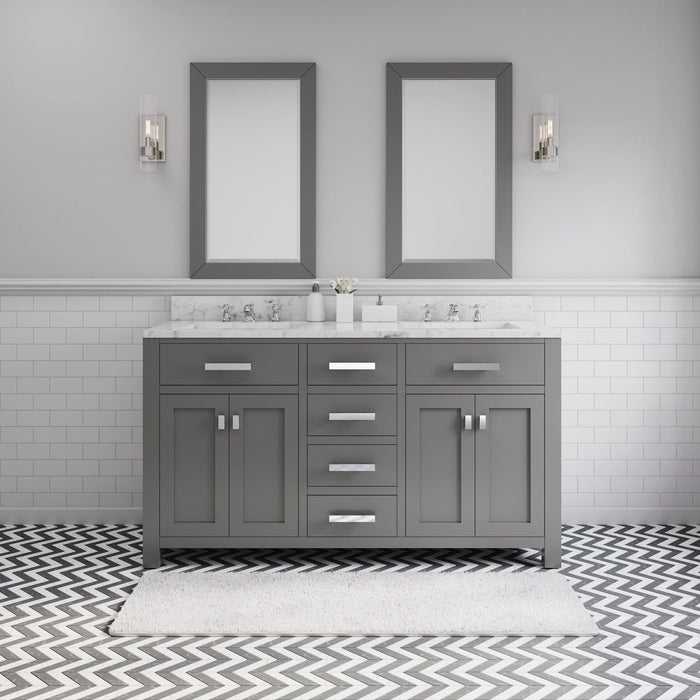 Water Creation Madison 60 Inch Cashmere Grey Double Sink Bathroom Vanity From The Madison Collection MS60CW01CG-000000000