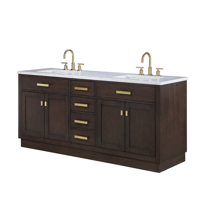 Water Creation Chestnut 72″ Double Sink Carrara White 30″ size
