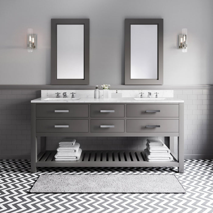 Water Creation Madalyn 60 Inch Pure White Double Sink Bathroom Vanity With Matching Framed Mirror From The Madalyn Collection MA60CW01PW-R60000000