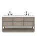 Water Creation Oakman 72" Double Sink Carrara White Marble Countertop Bath Vanity in Grey Oak with ORB Faucets