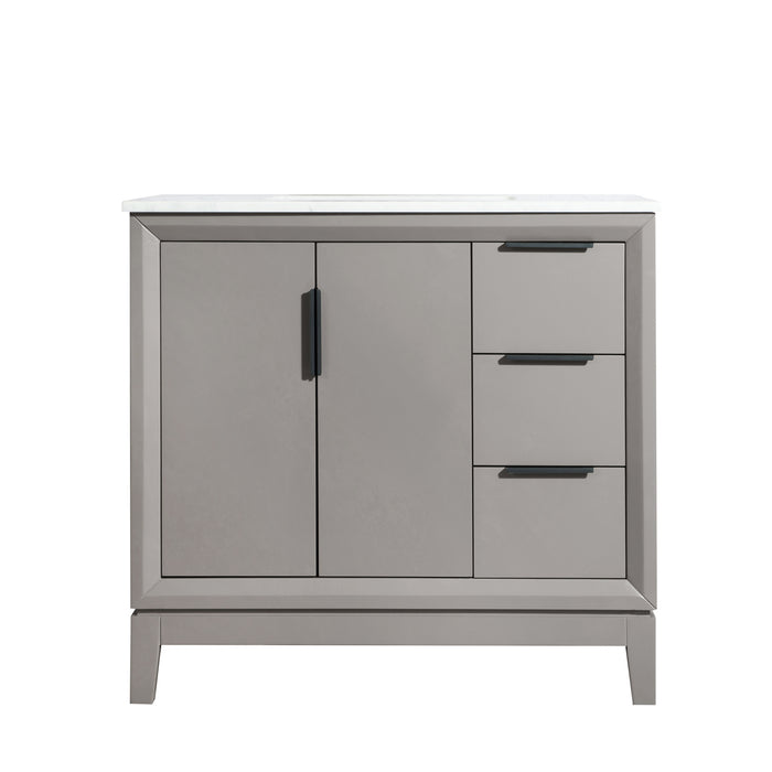 Water Creation Elizabeth Elizabeth 36-Inch Single Sink Carrara White Marble Vanity In Cashmere Grey EL36CW03CG-000000000