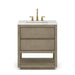 Water Creation Oakman 30" Single Sink Carrara White Marble Countertop Bath Vanity in Grey Oak with Gold Faucets