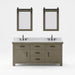 Water Creation Aberdeen Aberdeen 72 In. Double Sink Carrara White Marble Countertop Vanity in Grizzle Gray with Hook Faucets and Mirrors