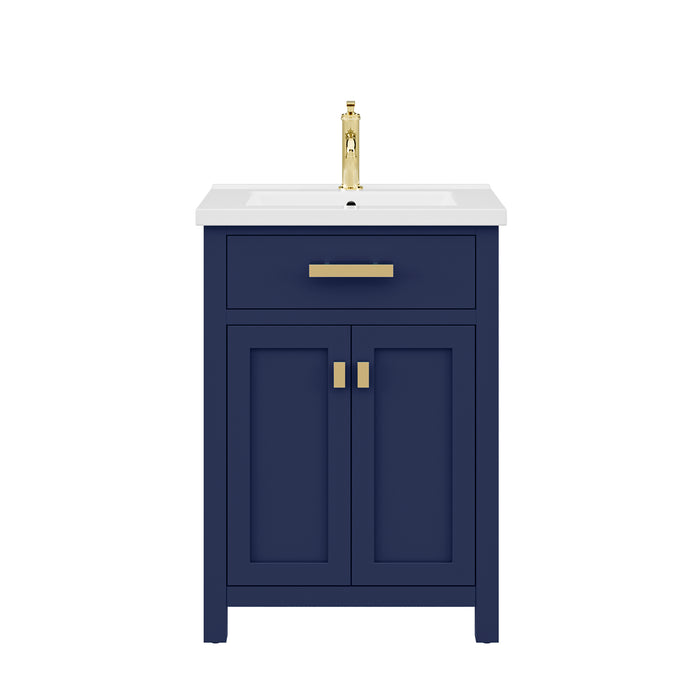 Water Creation Myra 24" Integrated Ceramic Sink Top Vanity in Monarch Blue with Modern Single Faucet