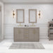 Water Creation Hugo 60" Double Sink Carrara White Marble Countertop Vanity in Grey Oak with Mirrors