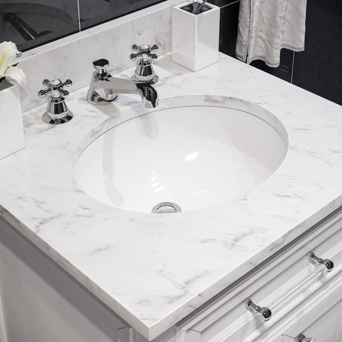 Water Creation Derby 30 Inch Pure White Single Sink Bathroom Vanity From The Derby Collection DE30CW01PW-000000000