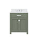 Water Creation Madison 30" Single Sink Carrara White Marble Countertop Vanity in Glacial Green