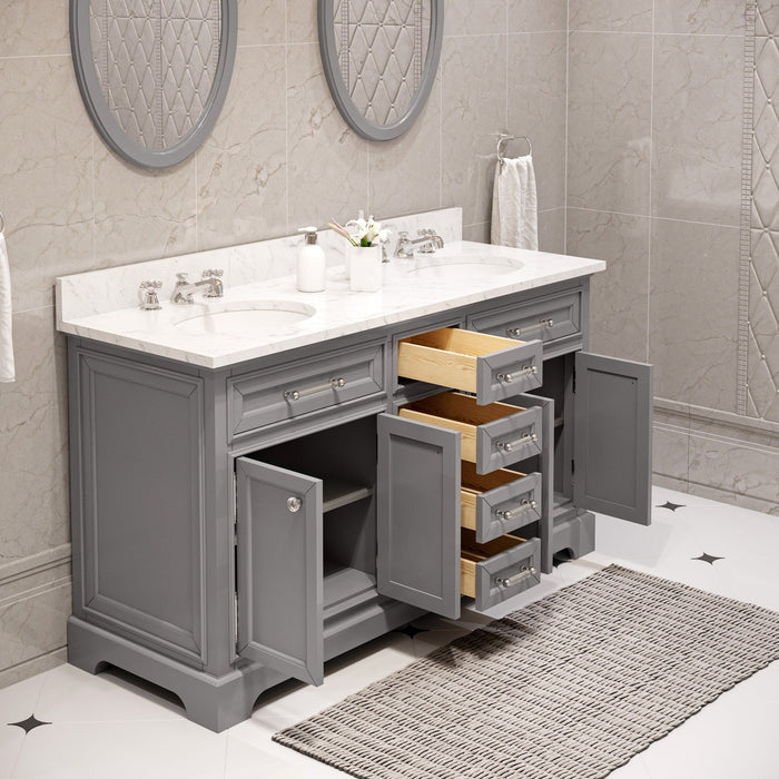 Water Creation Derby 60 Inch Cashmere Grey Double Sink Bathroom Vanity With Matching Framed Mirrors From The Derby Collection DE60CW01CG-O21000000