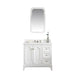 Water Creation Queen Queen 36-Inch Single Sink Quartz Carrara Vanity In Pure White With Matching Mirror s QU36QZ05PW-Q21000000