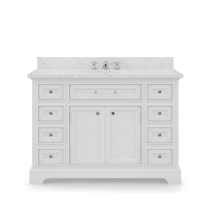 Water Creation Derby 48 Inch Pure White Single Sink Bathroom Vanity With Faucet From The Derby Collection DE48CW01PW-000BX0901