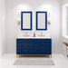 Water Creation Bristol Bristol 60 In. Double Sink Carrara White Marble Countertop Bath Vanity in Monarch Blue with Rectangular Mirrors S